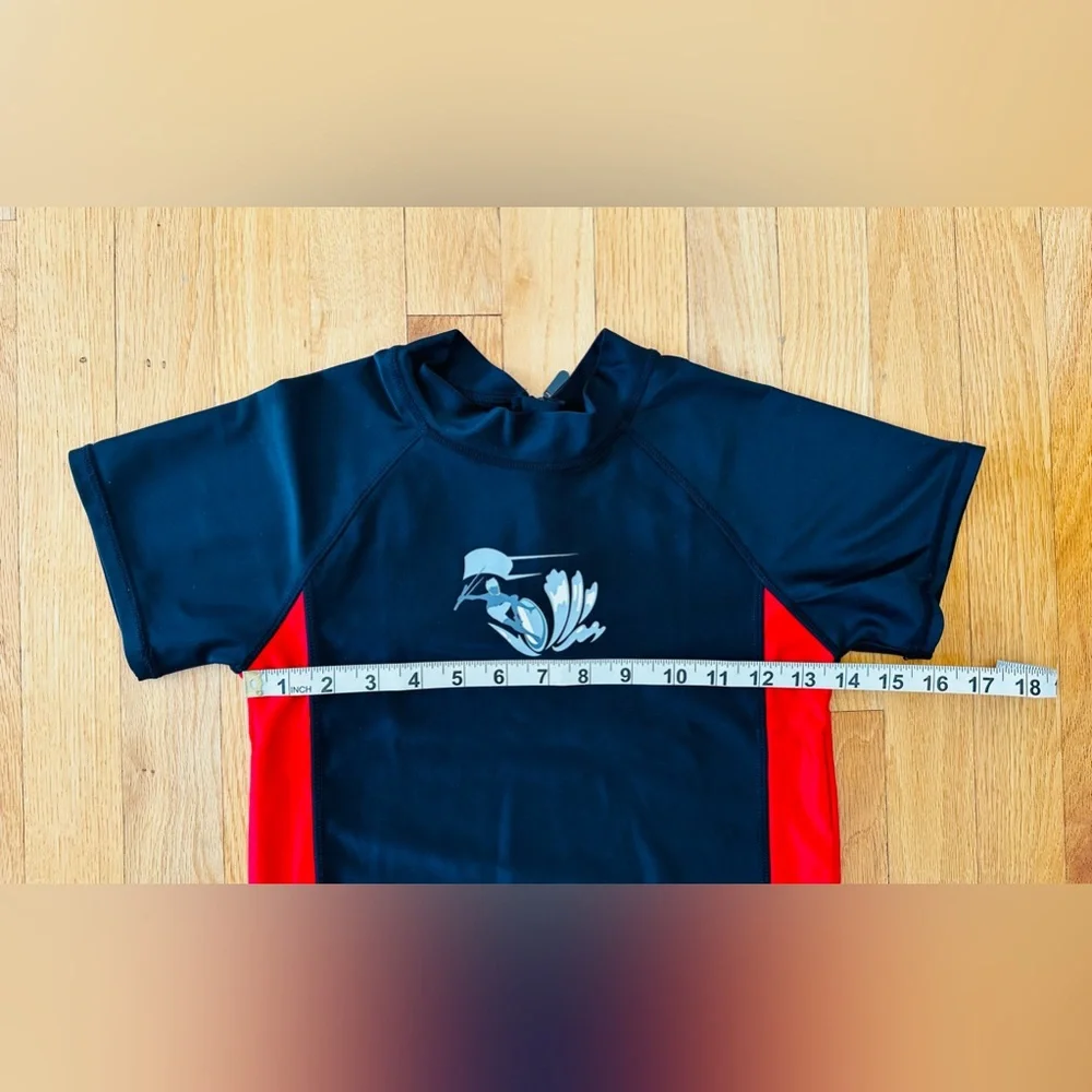 2 Pairs Boy Swim-Sets with Swim Trunks & Rash-guards in Black and Navy Blue NWOT